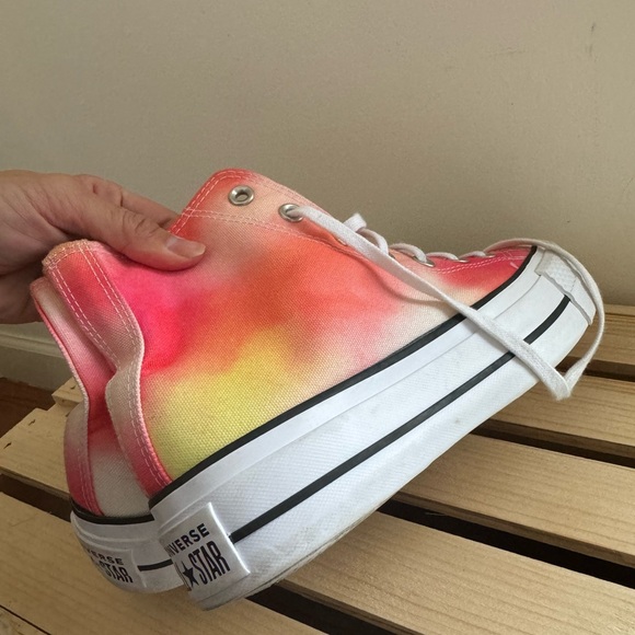Converse Chuck Taylor Lift High Top Sneakers Womens  US8 Orange Yellow Tie Dye - Picture 10 of 12